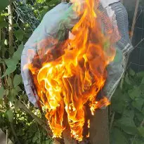 burning Adidas trackies